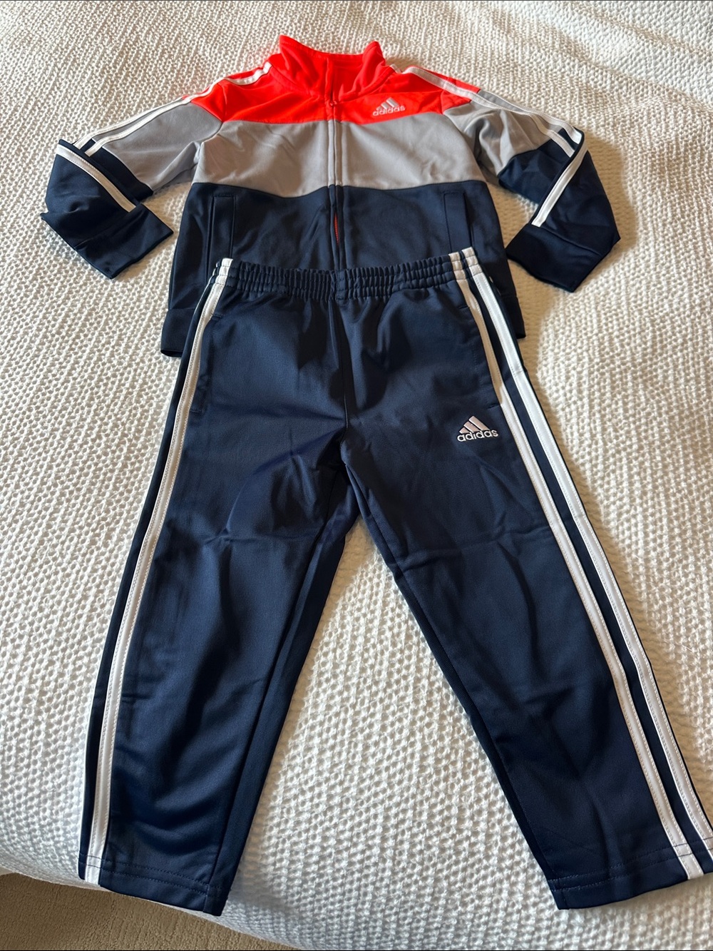 adidas Kids Navy, Gray & Red Track Joggers Set
